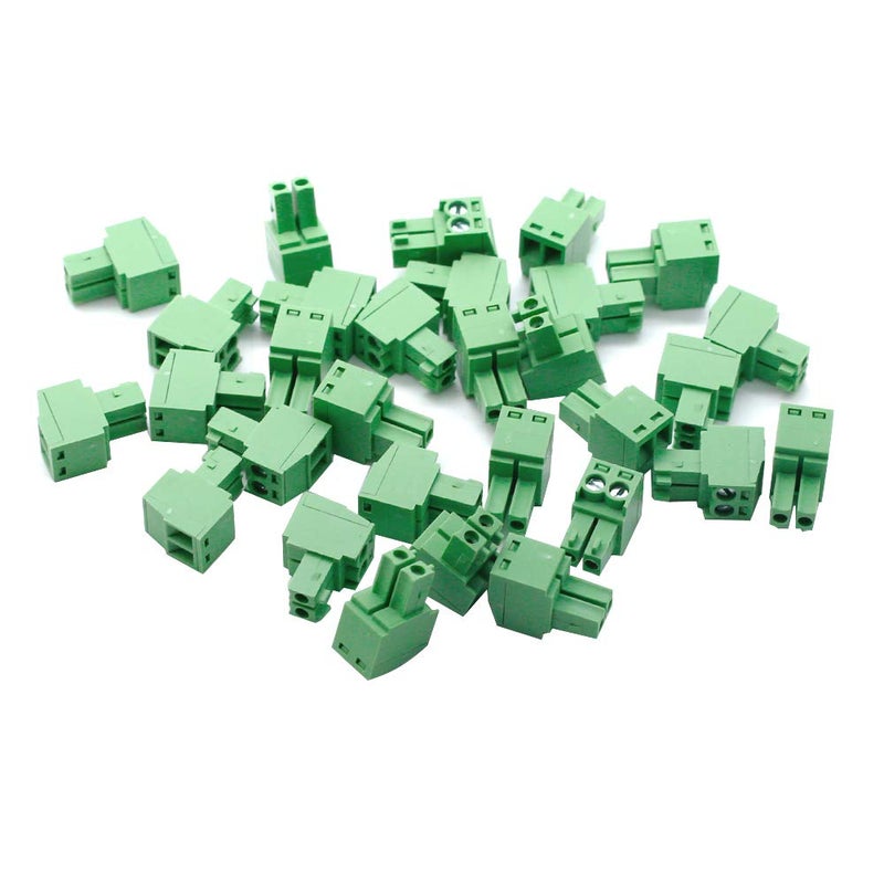 Augiimor 30PCS KF2EDGK 2 Pin 3.5mm Pitch PCB Screw Terminal Block Connector 300V 8A PCB Mount Screw Terminal Block Connector (Green) - Image 4
