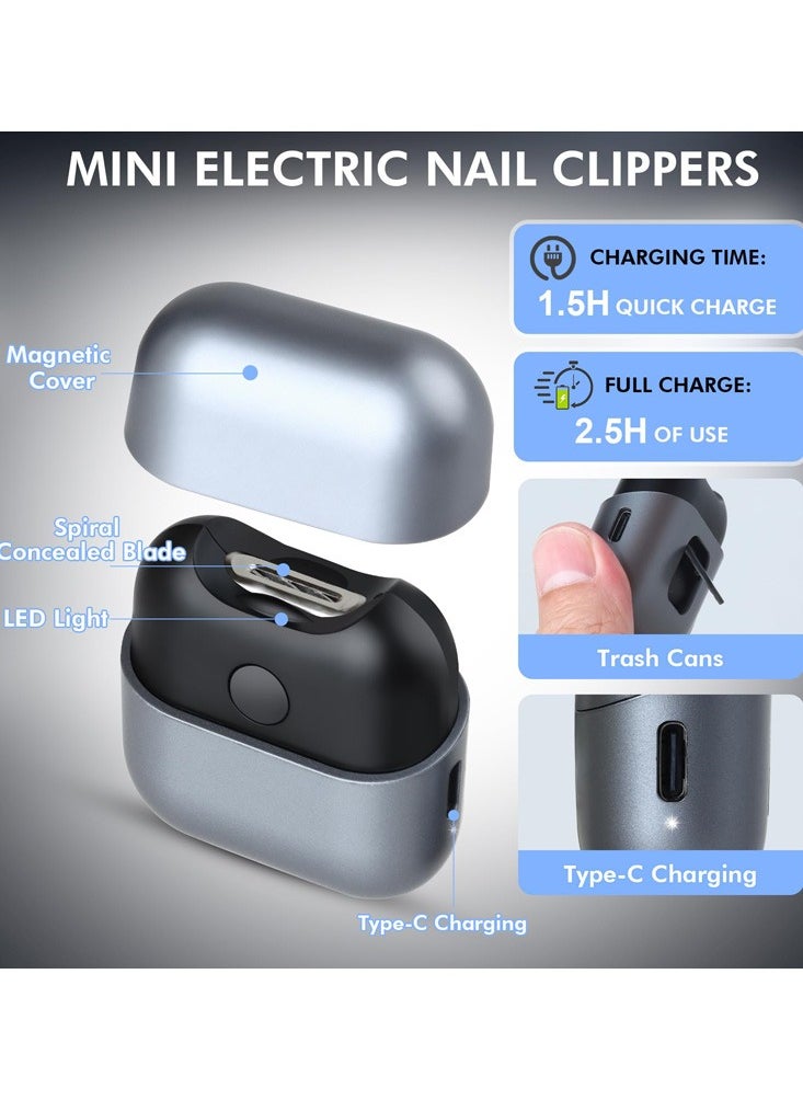 Meiyilan Electric Nail Clipper with Light, Automatic Nail Clipper Rechargeable with 2 Speeds and Nail Chip Storage for Babies, Children, Adults, Caregivers and Seniors  - Image 5