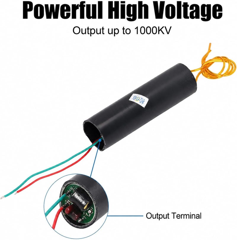 1000KV High Voltage Pulse Generator Module, Step Up High Voltage Arc Generator, Black - High Efficiency, Simple Circuit Design, for Electronic Equipment and Scientific Experiment - Image 2
