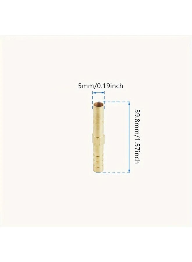 Universal Brass Barb Straight Hose Connectors 5mm Durable Metal Pneumatic Fittings - Image 1