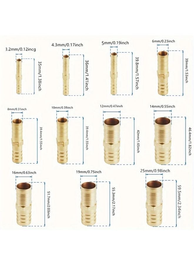 Universal Brass Barb Straight Hose Connectors 5mm Durable Metal Pneumatic Fittings - Image 3