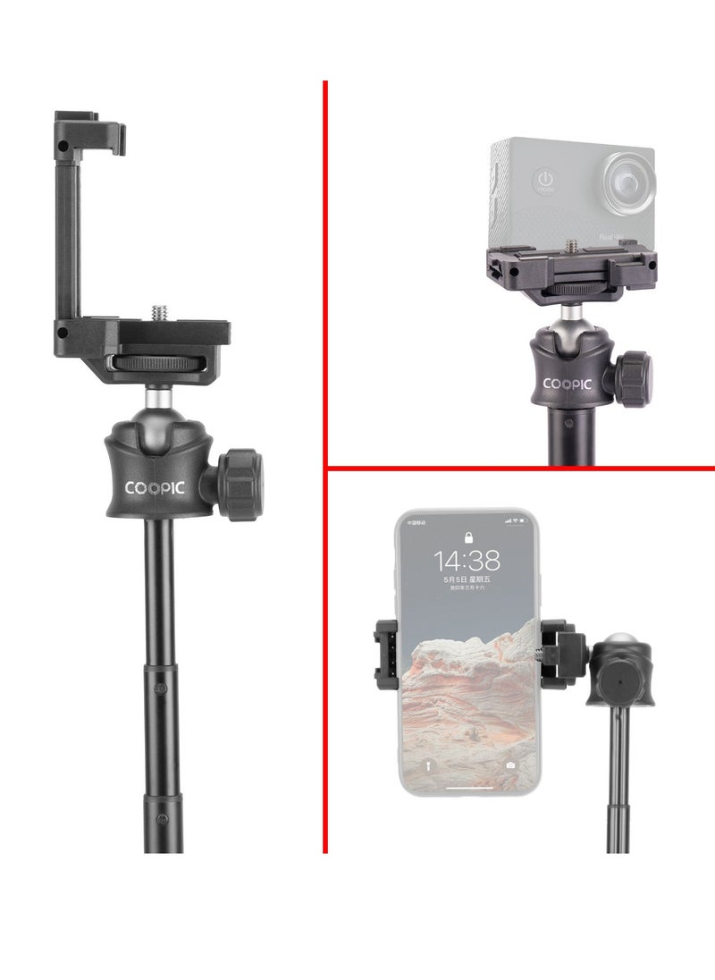 Coopic - MT-05 Extendable Mini Vlog Tripod Flexible Portable Selfie Stick with 360° Rotatable Ball Head and Remote, Compatible with Smartphone and Action Cameras - Image 1