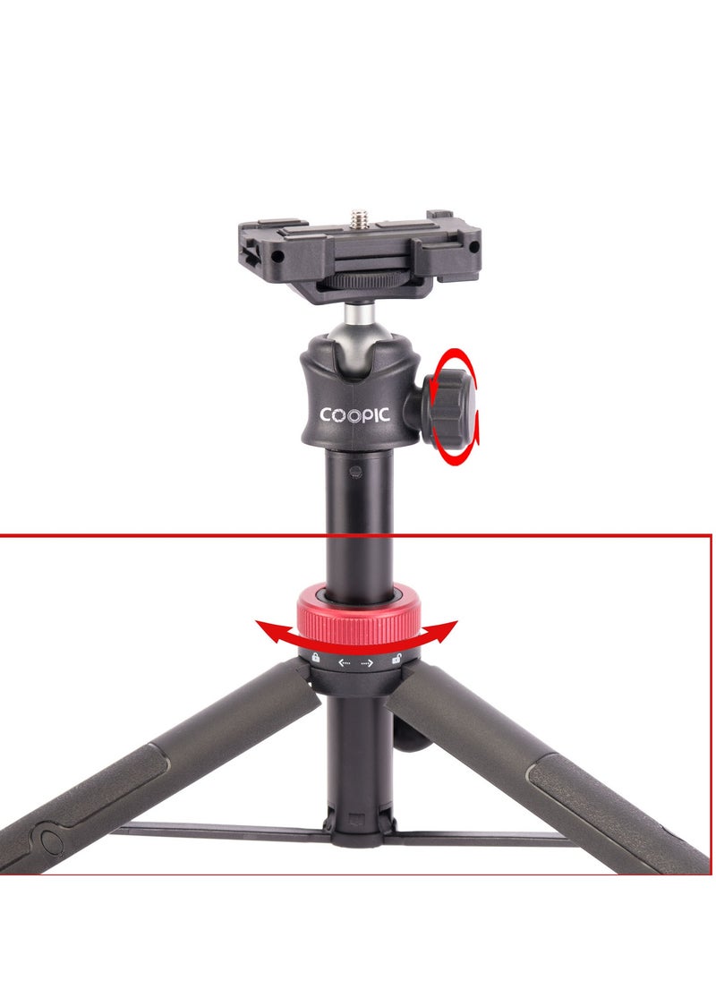 Coopic - MT-05 Extendable Mini Vlog Tripod Flexible Portable Selfie Stick with 360° Rotatable Ball Head and Remote, Compatible with Smartphone and Action Cameras - Image 1