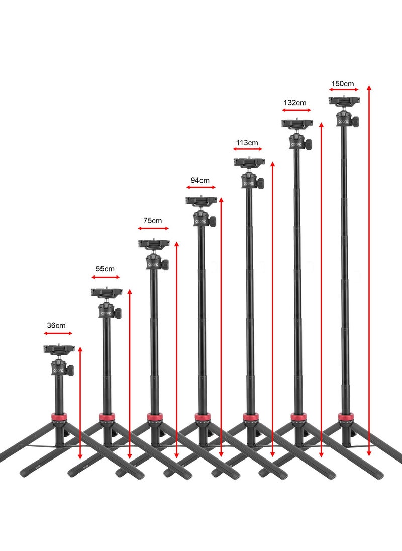 Coopic - MT-05 Extendable Mini Vlog Tripod Flexible Portable Selfie Stick with 360° Rotatable Ball Head and Remote, Compatible with Smartphone and Action Cameras - Image 1