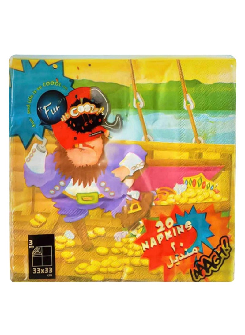 Fun - 3ply Pirate Theme Napkins, 33x33 Cm