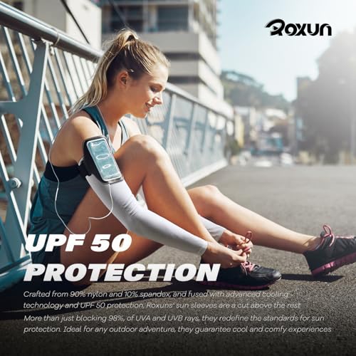 ROXUN 4 Pairs Arm Sleeves, Cooling UV Sun Protection Sports Compression for Men/Women Black+White+Purple+Pink - Image 5