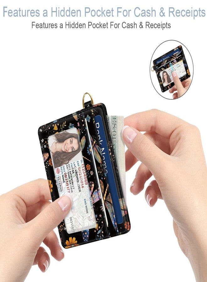 Simikol Slim Credit Card Holder Wallet RFID Blocking Minimalist Wallets Lightweight Thin Small Cute Card Case for Women, Dragonfly - Image 5