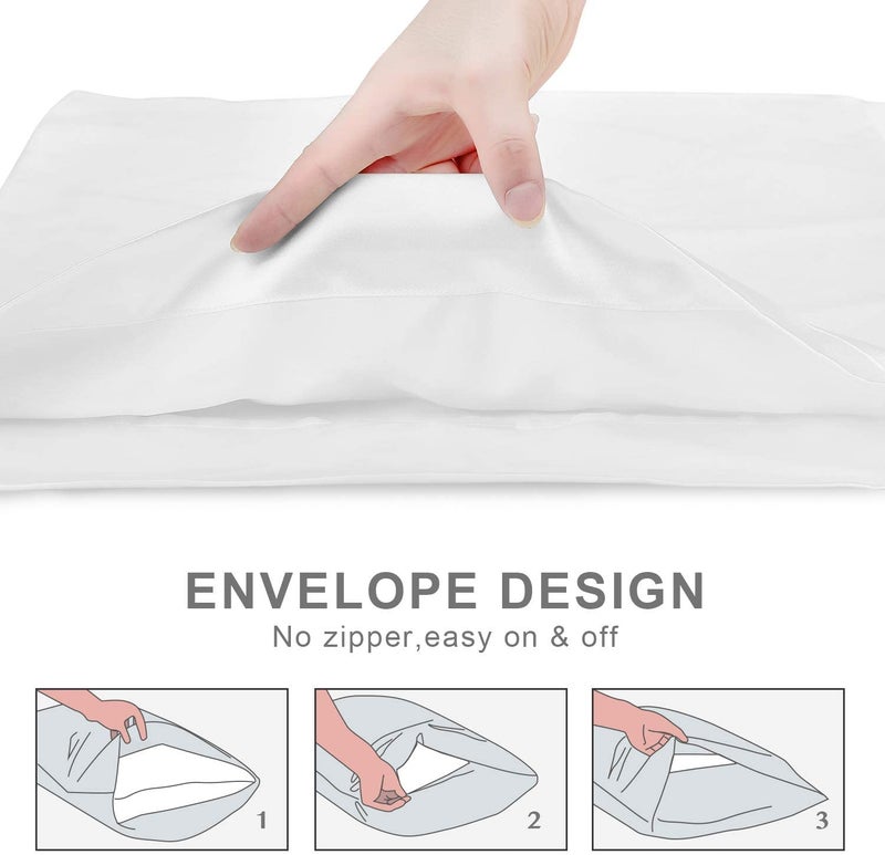 EASY BEDDING 2 Piece Contrast Pillow Cover Set 100 Egyptian Cotton Envelope Closure Pillow Cover 600 TC Super Soft Luxurious PillowTakiya Cover for BedWhiteTaupe Solid 18x 27 - Image 3