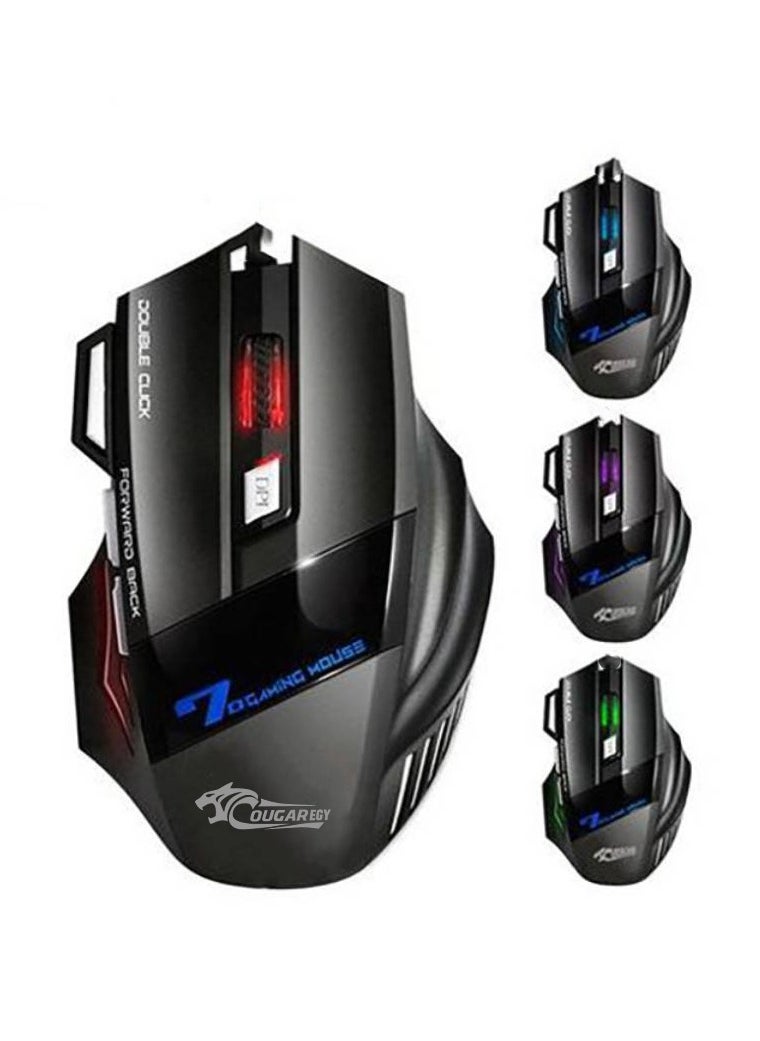 Cougar - GOUGAR-EGY dual mode Bluetooth Wireless Mouse for Laptop with USB C Adapter, 3 in 1 (Bluetooth, 2.4G,Type C) LED Wireless Mouse Rechargeable with 3200 DPI, RGB Light,Mouse for PC,laptop X8 - Black - Image 1