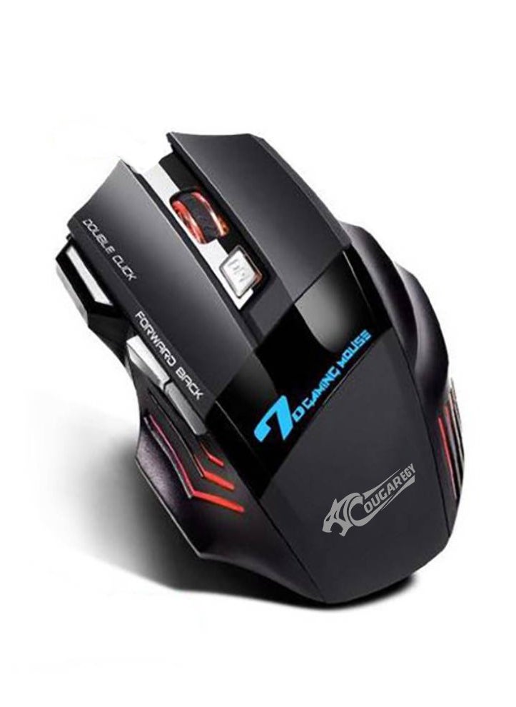 Cougar - GOUGAR-EGY dual mode Bluetooth Wireless Mouse for Laptop with USB C Adapter, 3 in 1 (Bluetooth, 2.4G,Type C) LED Wireless Mouse Rechargeable with 3200 DPI, RGB Light,Mouse for PC,laptop X8 - Black - Image 1