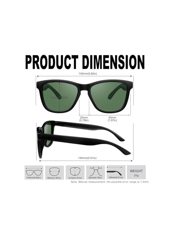 بروماس نظارات شمسية مستقطبة للرجال، نظارات شمسية كلاسيكية مربعة للرجال، ظلال خفيفة الوزن للنساء حماية 100% من الأشعة فوق البنفسجية 400 أثناء القيادة والصيد والأنشطة الخارجية - Image 2