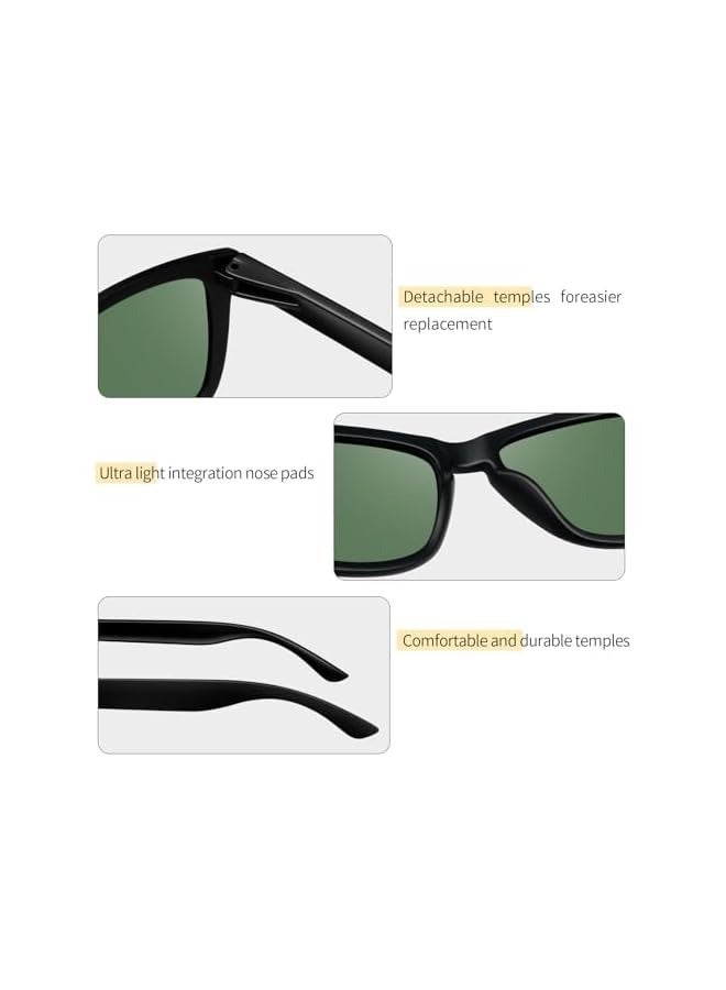 بروماس نظارات شمسية مستقطبة للرجال، نظارات شمسية كلاسيكية مربعة للرجال، ظلال خفيفة الوزن للنساء حماية 100% من الأشعة فوق البنفسجية 400 أثناء القيادة والصيد والأنشطة الخارجية - Image 3