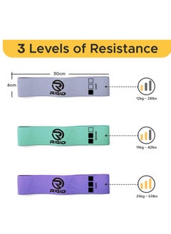 RIGID FITNESS Anti-Slip Hips bands for Women and Men, Exercises bands for Hips and Legs - Glutes bands for women – 3 Resistance Levels booty bands resistance for glutes and legs workout - Loops Bands  - Image 3