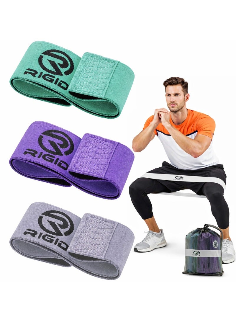 RIGID FITNESS Anti-Slip Hip bands for Butt & Hips Muscles, Exercise bands for Stronger Legs - Glutes Fabric Stretchy bands for Fitness - Booty Bands for Men & Women - Gradual 3 Resistance Levels - Image 1