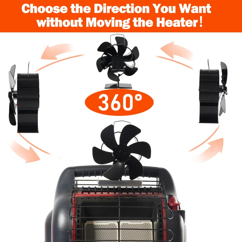 Jossacolar Wood Stove Fan For Propane Heater  Heat Powered Fireplace Fan Thermoelectric Thermal Fan With Bracket Being Fixed On Propane Heater  Camping/Picnics/Indoor Use - Image 5