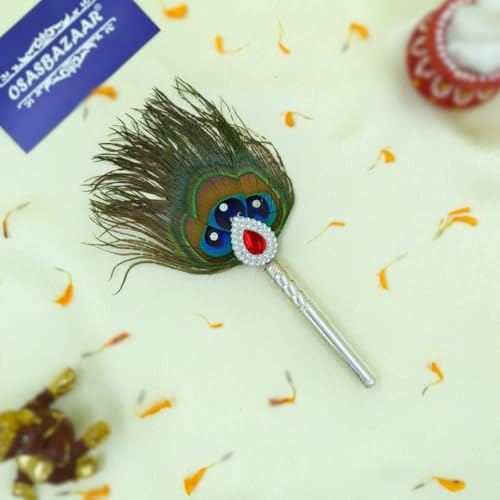 Osasbazaar Pure Silver Mor Pankh Peacock Feather for Puja, Temple at Home- 99% Pure - Purity Certified, Silver Color, Pack of 1 - Image 3