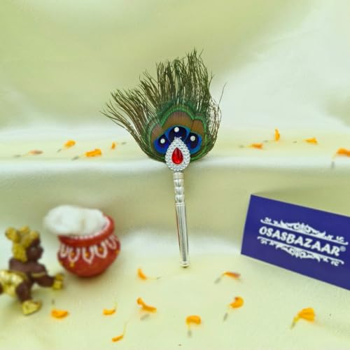 Osasbazaar Pure Silver Mor Pankh Peacock Feather for Puja, Temple at Home- 99% Pure - Purity Certified, Silver Color, Pack of 1 - Image 2