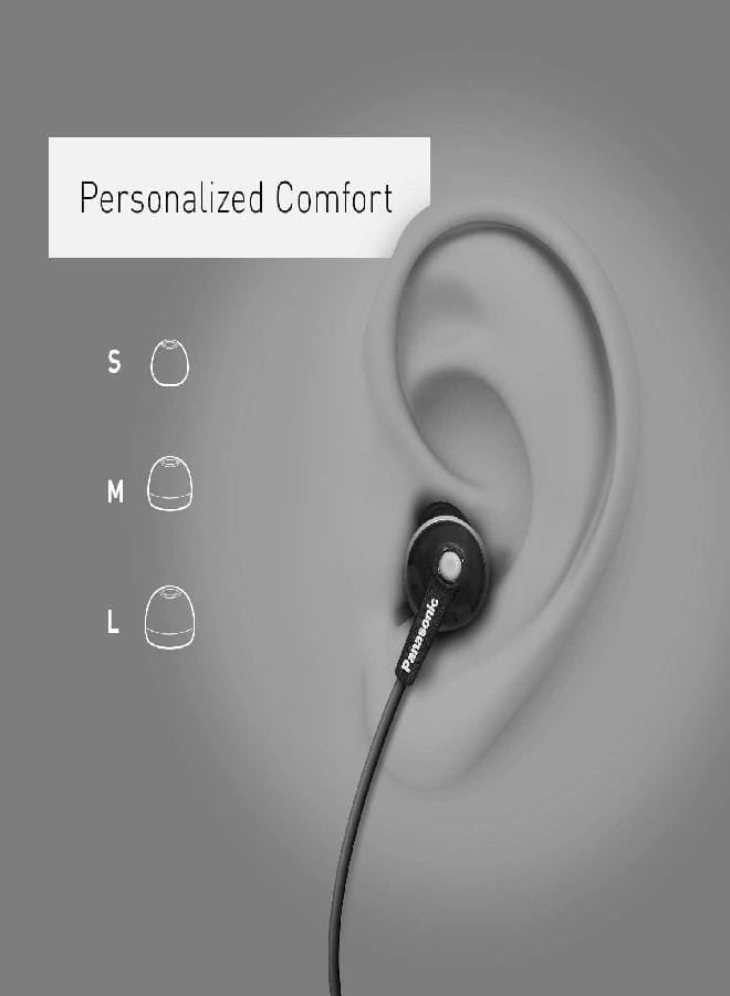 Panasonic ErgoFit Wired Earbuds, 3.5mm Jack In-Ear Headphones Wired with Dynamic Crystal-Clear Sound and Ultra Soft Ergonomic Custom-Fit Earpieces (S/M/L), for Phones and Laptops - RP-HJE120-K (Black) - Image 3