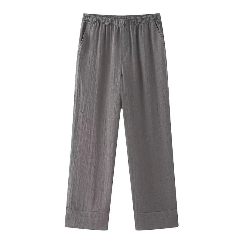 Amazon womens wholesale 2024 new double placket comfortable linen kimono pants suit women gray trousers