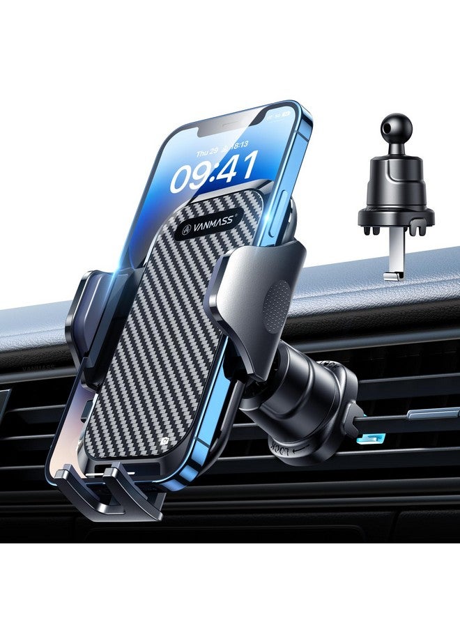 VANMASS Car Phone Holder Mount 2024 Upgraded [Patent Steel Hook] Car Vent Phone Mount Clip Military Grade Shockproof Cell Phone Car Mount Handsfree Truck Stand Vent Cradle For Iphone 15 Android Black - Image 1