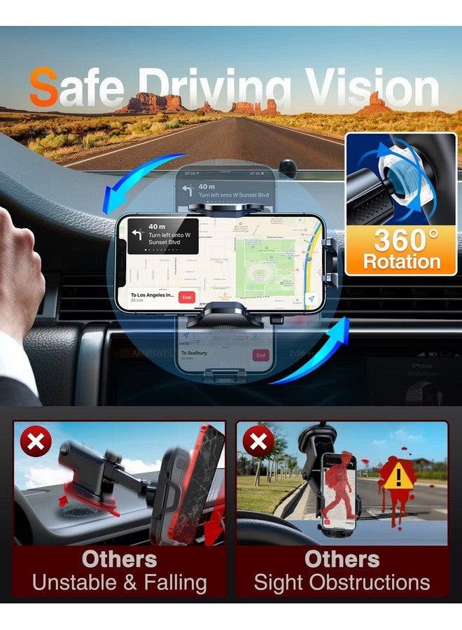 VANMASS Car Phone Holder Mount 2024 Upgraded [Patent Steel Hook] Car Vent Phone Mount Clip Military Grade Shockproof Cell Phone Car Mount Handsfree Truck Stand Vent Cradle For Iphone 15 Android Black - Image 3