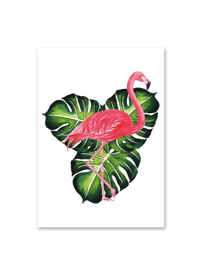 نيبمينينت لوحة فنية لديكور الحائط تمثل طائر الفلامنجو وأوراق شجر خضراء متعدد الألوان 60 X 90سم