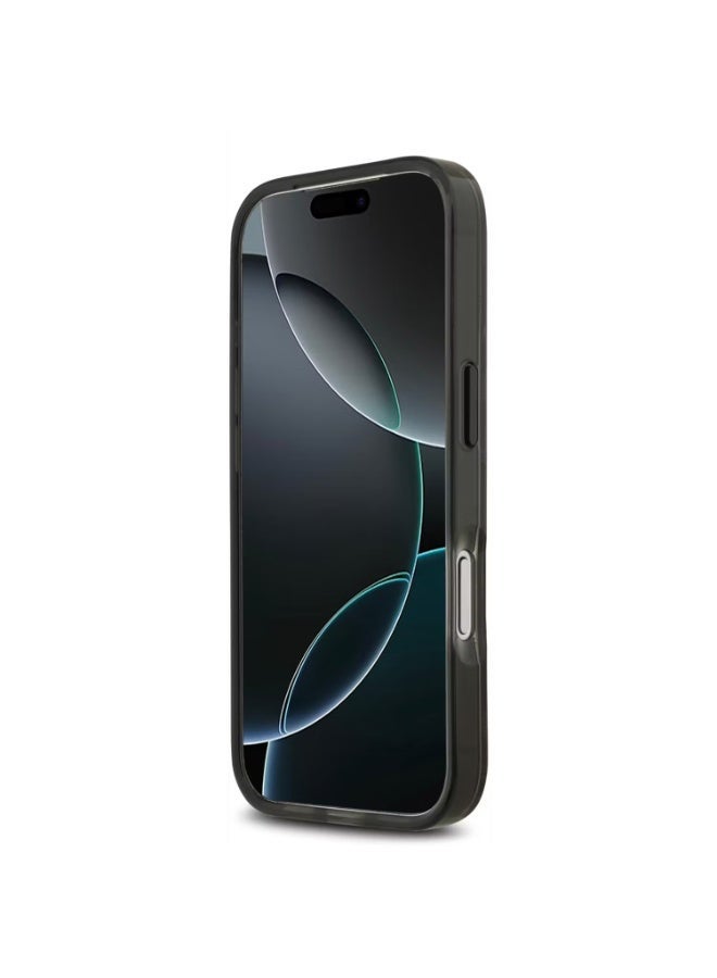 بي إم دبليو جراب BMW MagSafe IML شفاف لهاتف iPhone 17 PRO، أزرار معدنية، تصميمات خطوط، تصميم رفيع، حماية من السقوط - أسود دخاني - Image 2