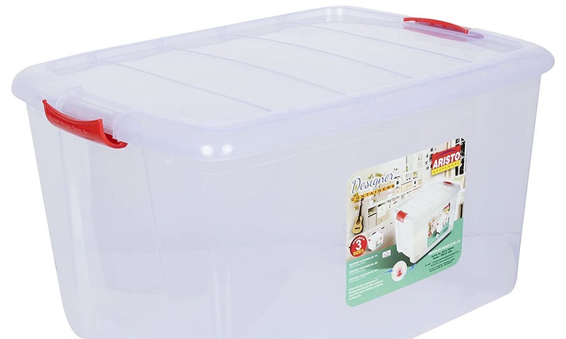 AIR O MATIC AIR O MATIC ARISTO Multipurpose Plastic Storage Container Box with Wheels 25 LTR PACK OF 3PC Clear Transparent  - Image 5