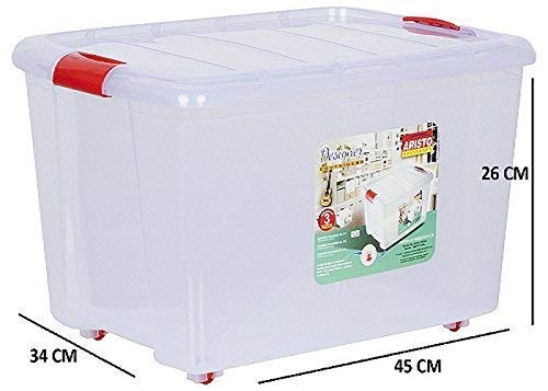 AIR O MATIC AIR O MATIC ARISTO Multipurpose Plastic Storage Container Box with Wheels 25 LTR PACK OF 3PC Clear Transparent  - Image 4