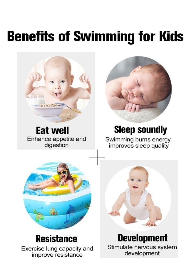 ميكسد حمام سباحة قابل للنفخ على شكل مستطيل للاستخدام العائلي 130 × 90 × 48 سم مع منفاخ، حفرة كرة سميكة قابلة للنفخ في الهواء الطلق والحديقة والفناء الخلفي وحفلات المياه الصيفية للأطفال البالغين - Image 5