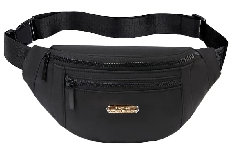 EVANCARY Fanny Packs for Men Women, Fashion Waterproof Waist Packs for Travel Walking Running Cycling Black - Image 1