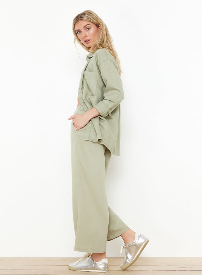 trendyol Mint 100% Tencel™ High Waist Culotte Jeans with Elastic Waist TWOSS24JE00285  - Image 3