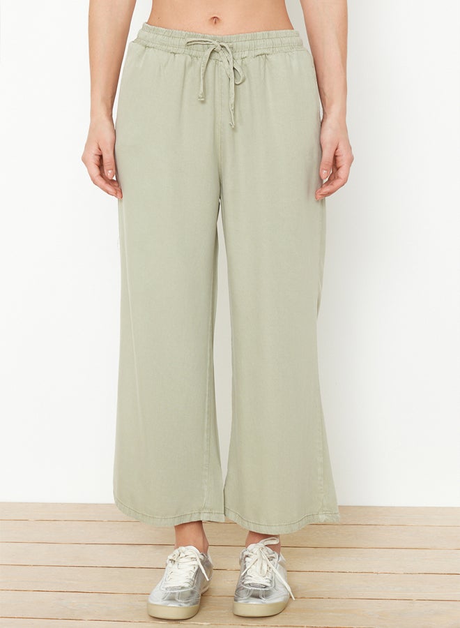 trendyol Mint 100% Tencel™ High Waist Culotte Jeans with Elastic Waist TWOSS24JE00285  - Image 5