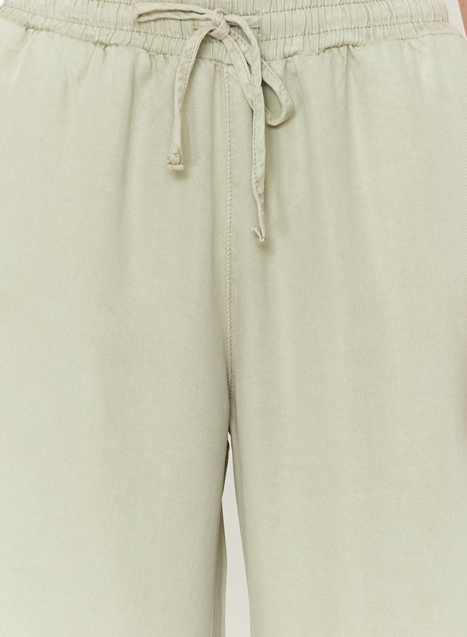 trendyol Mint 100% Tencel™ High Waist Culotte Jeans with Elastic Waist TWOSS24JE00285  - Image 4