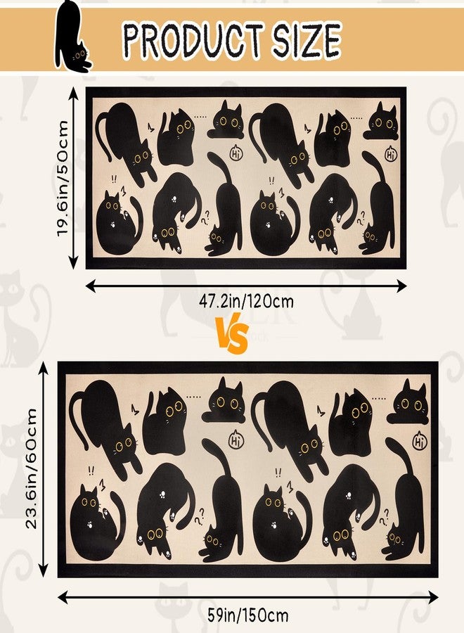 LSYDCARM Cat Rug for Kitchen, 59x 23 Inch Black Cat Kitchen Rugs Non Slip Washable Rug for Floor, Cute Rugs for Kitchen, Living Room, Indoor & Outdoor - Image 3
