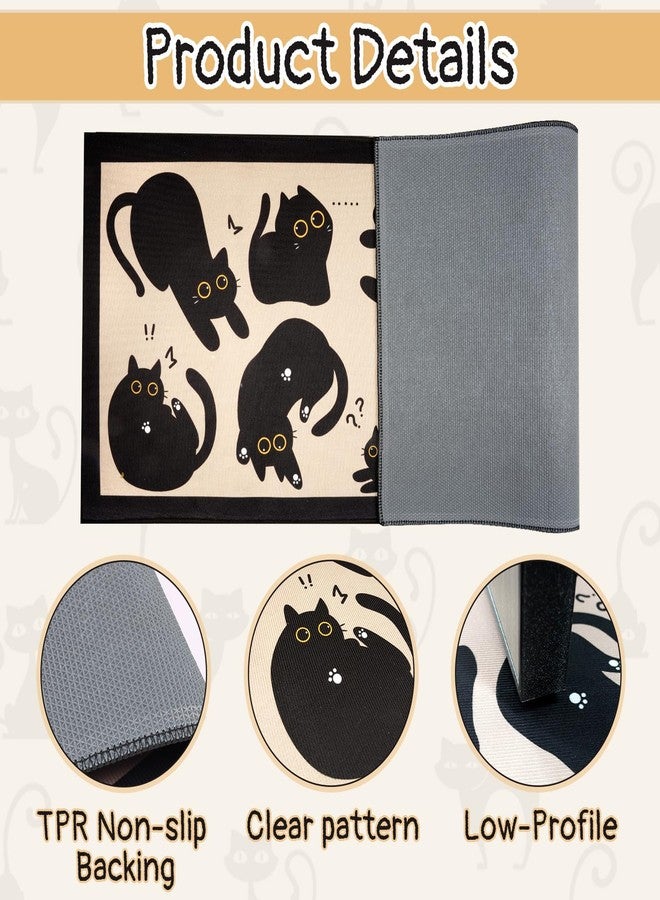 LSYDCARM Cat Rug for Kitchen, 59x 23 Inch Black Cat Kitchen Rugs Non Slip Washable Rug for Floor, Cute Rugs for Kitchen, Living Room, Indoor & Outdoor - Image 2