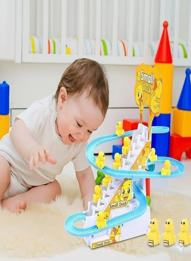 VICORP Ducks Slide Toys for Kids - Ducks Chasing Race Slide Game Set - Small Ducks Stair Climbing Toys for Kids, Escalator Toy with Lights and Music - 3 Duck Included (Ducks Slide) - Image 2