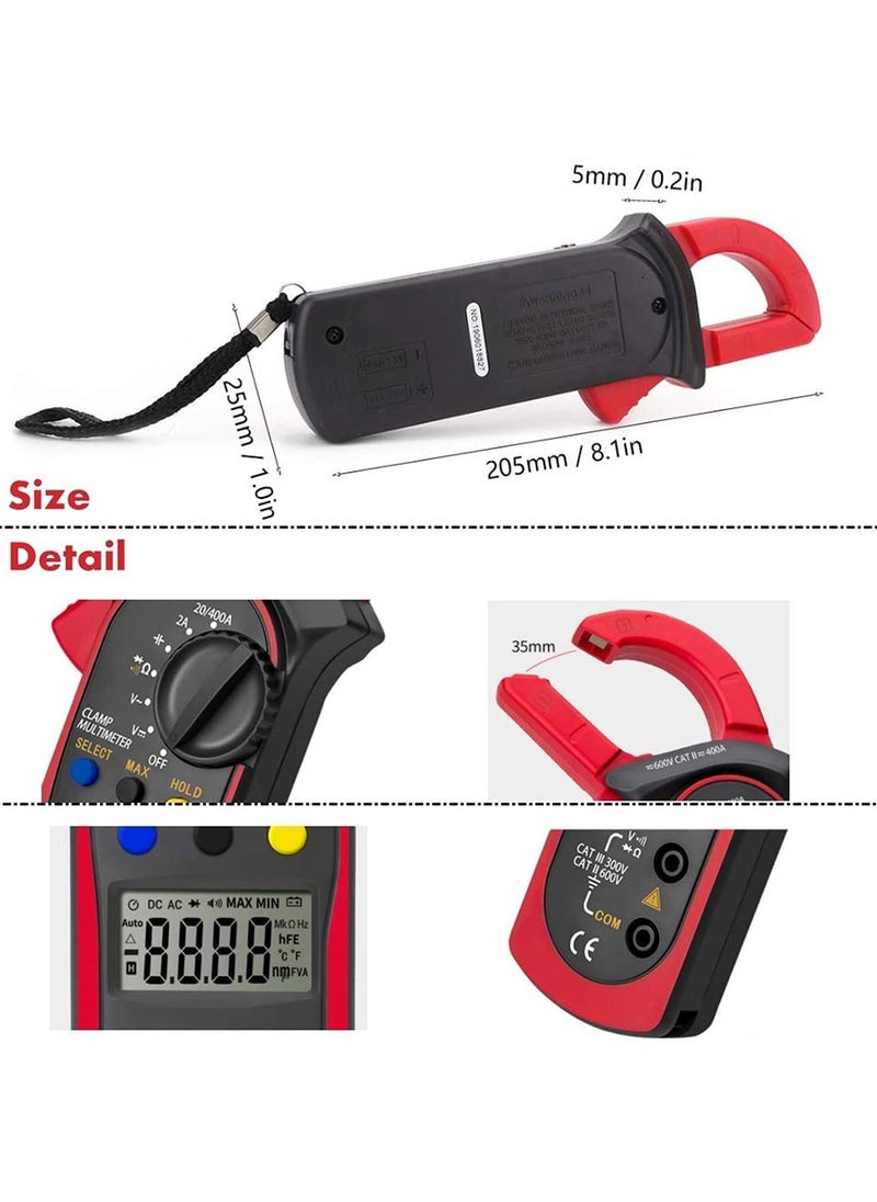 Multimeter Digital, Digital Clamp,Multimeter Digital Tester, 600V DC/AC Voltmeter, AC 400A Ammeter, 20MΩ Resistance Meter, Convenient and Portable Universal Meter