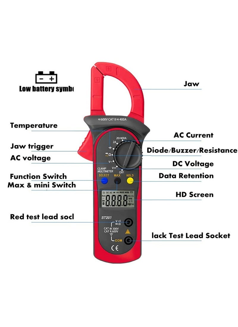 Multimeter Digital, Digital Clamp,Multimeter Digital Tester, 600V DC/AC Voltmeter, AC 400A Ammeter, 20MΩ Resistance Meter, Convenient and Portable Universal Meter