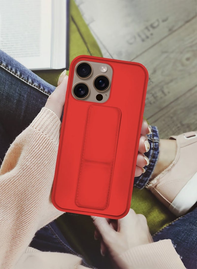 JAJEEK "3-Pack Premium PU Leather Case & Screen Protectors for iPhone 16 Pro Max – Shockproof, Anti-Scratch, Stand Function, Finger Grip Case Cover (Red)" - Image 5