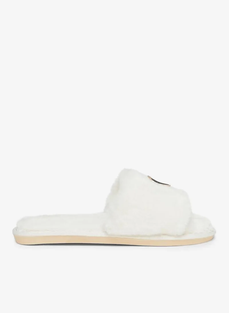 Styli Women Off White Fuzzy Bedroom Slippers