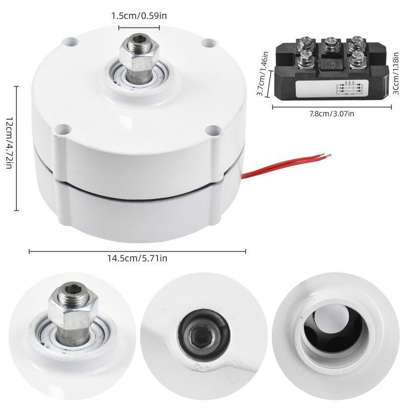 Permanent Magnet Generator 12V 300W 750rpm - High Efficiency Brushless 3 Phase Generator for Off-Grid Residential Commercial DIY Projects - Image 2