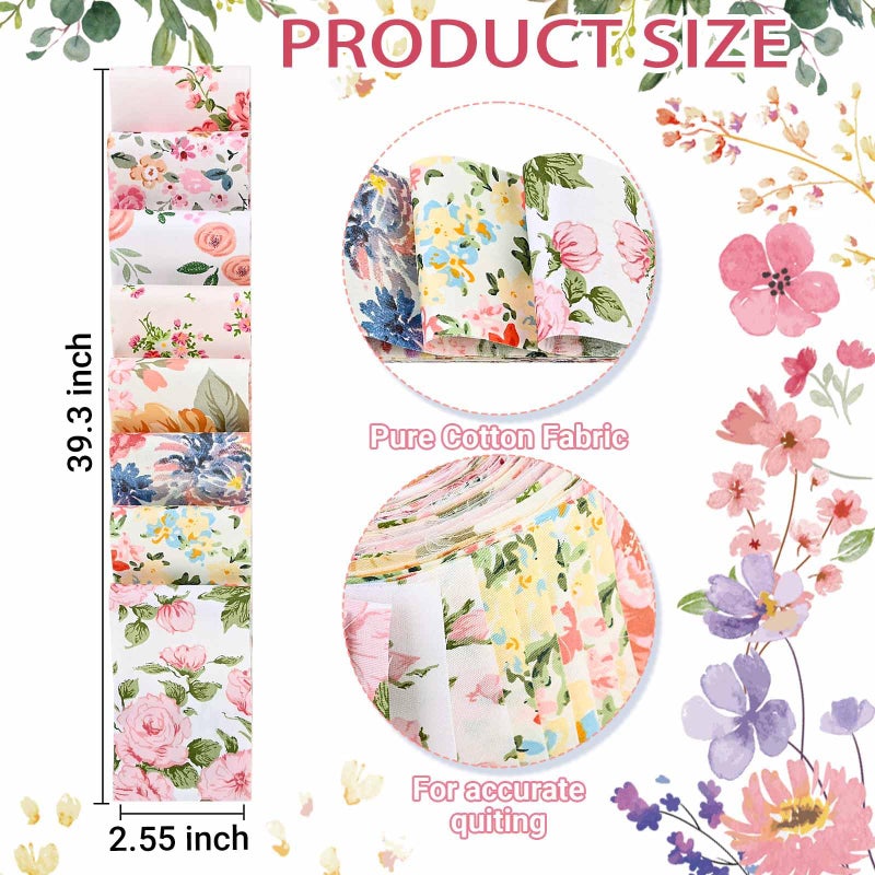 Bolsome 40 Pcs Pink Retro Floral Cotton Jelly Fabric Strips for Quilting Crafting Spring Summer Flower Precut Patchwork for Sewing DIY Crafts 2.55 Inch Cotton Fabric Bundles (Hydrangea) - Image 2