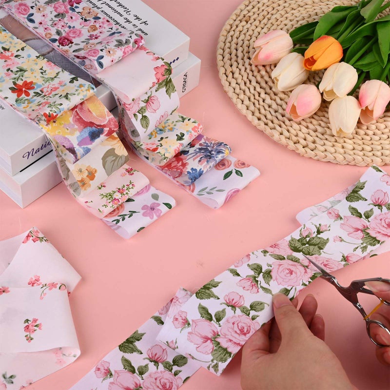 Bolsome 40 Pcs Pink Retro Floral Cotton Jelly Fabric Strips for Quilting Crafting Spring Summer Flower Precut Patchwork for Sewing DIY Crafts 2.55 Inch Cotton Fabric Bundles (Hydrangea) - Image 5