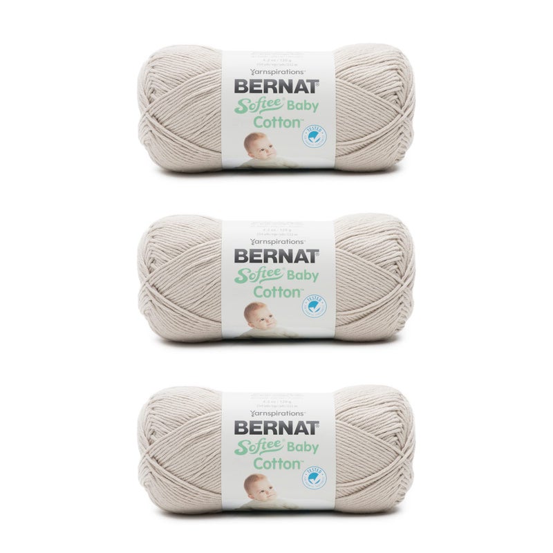 Bernat Softee Baby Cotton Feather Gray Yarn 3 Pack of 120g425oz Blend 3 DK Light 254 Yards KnittingCrochet