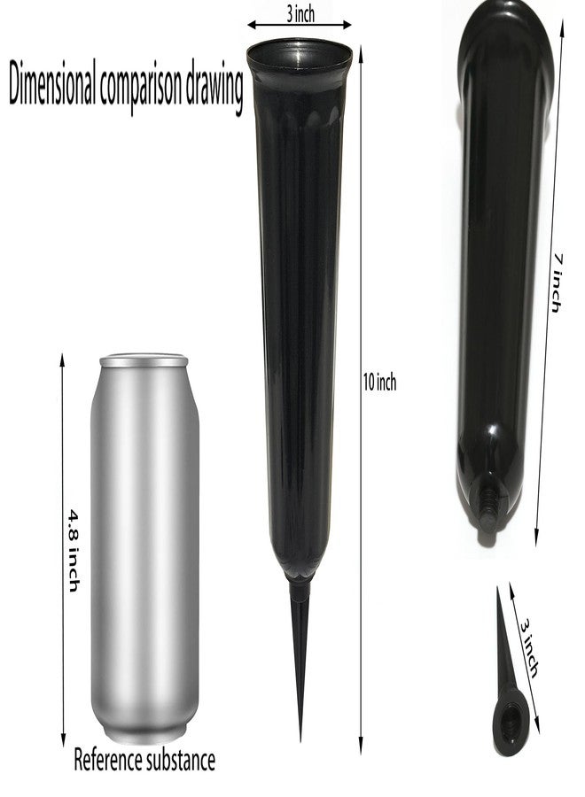 OTDCGI Memorial Floral Vases, Cemetery Vase, 10" High with Stake, Grave Cone Vase, Flower Pots for Outdoor Plants, Decorative Plastic Containers (Set of 6, Black) - Image 2