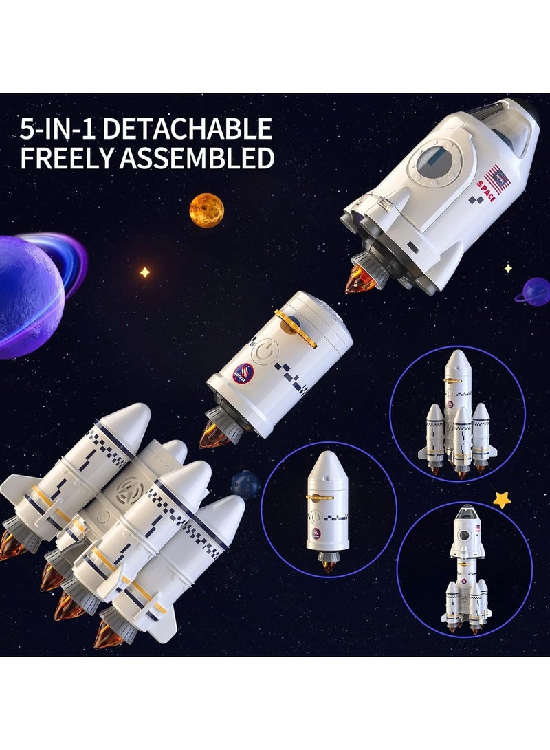 5-in-1 Space Shuttle Rocket Playset for 3-9 year olds: Educational aerospace playset with astronaut figures, projector light - Image 4