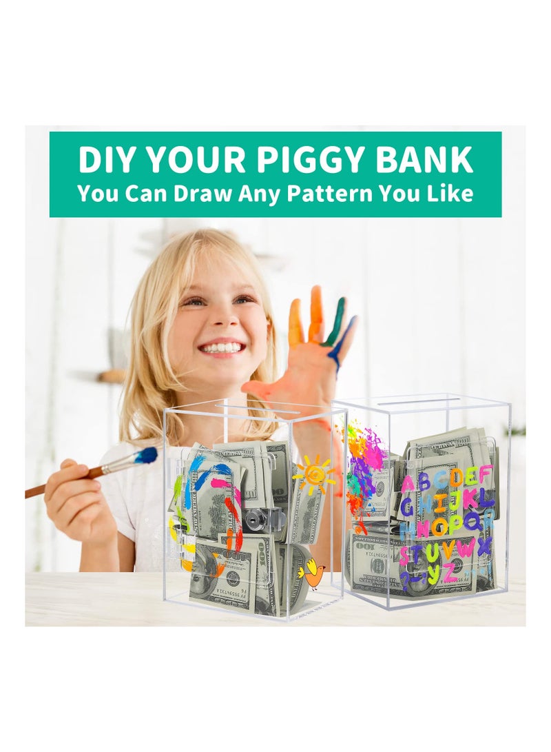 SOLARAE Clear Acrylic Money Bank with Lock and Keys, Bank Box for Storing Coins and Bills suitable for Kids Boys Girls Adults, 1 Pcs - Image 4