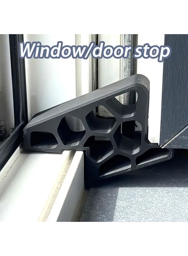 6 Hole Window and Balcony Door Stop Creative Windproof Safe Geometric Irregular Design Multi Hole for Doors Windows Balconies Charcoal Black - Image 2