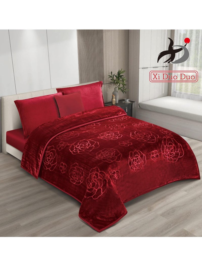 Xi Duo Duo Single winter blanket, plain embossed design, ultra-soft texture, measuring 160 x 220 cm